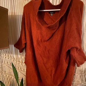 Rust Off The Shoulder Slouchy Sweater Short Sleeve